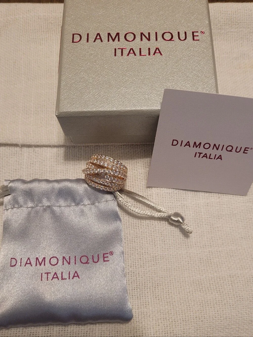 Diamonique Italia Multi Layer Ring 18k Rose Gold Plated
